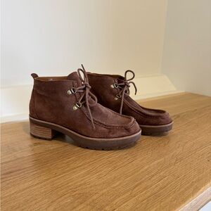 Kork-Ease Wales Moc-Toe Ankle Boot Brown Suede Women’s Size 7.5